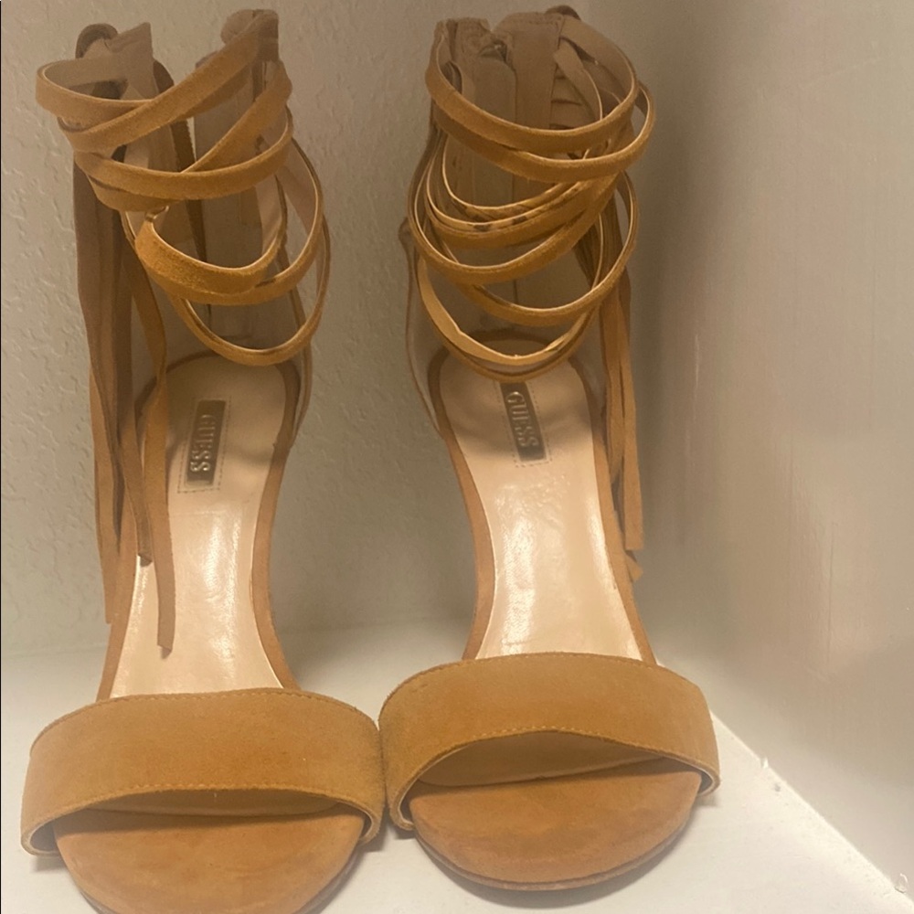 Steve Madden Tan Heeled Sandals with Ankle Straps
